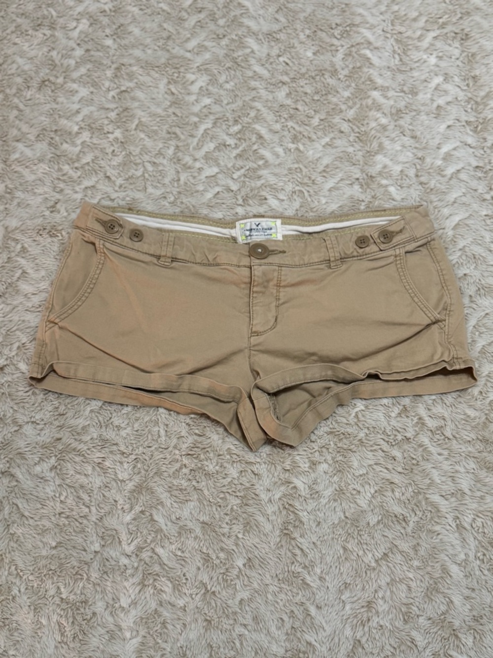 Vintage American Eagle Tan low rise mini shorts